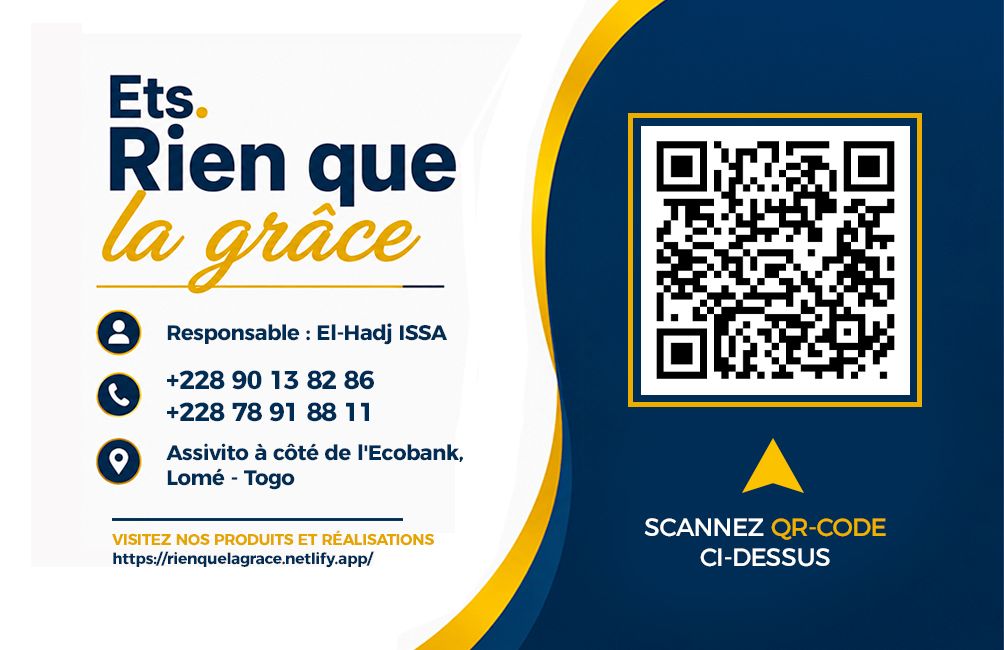Carte de visite Ets. Rien que la Grâce avec QR code