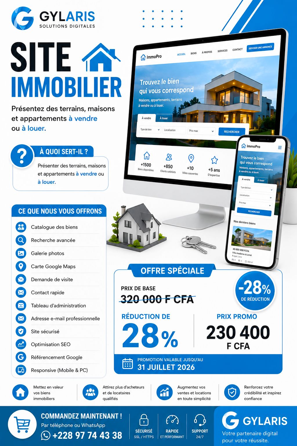 Concept de site immobilier GYLARIS