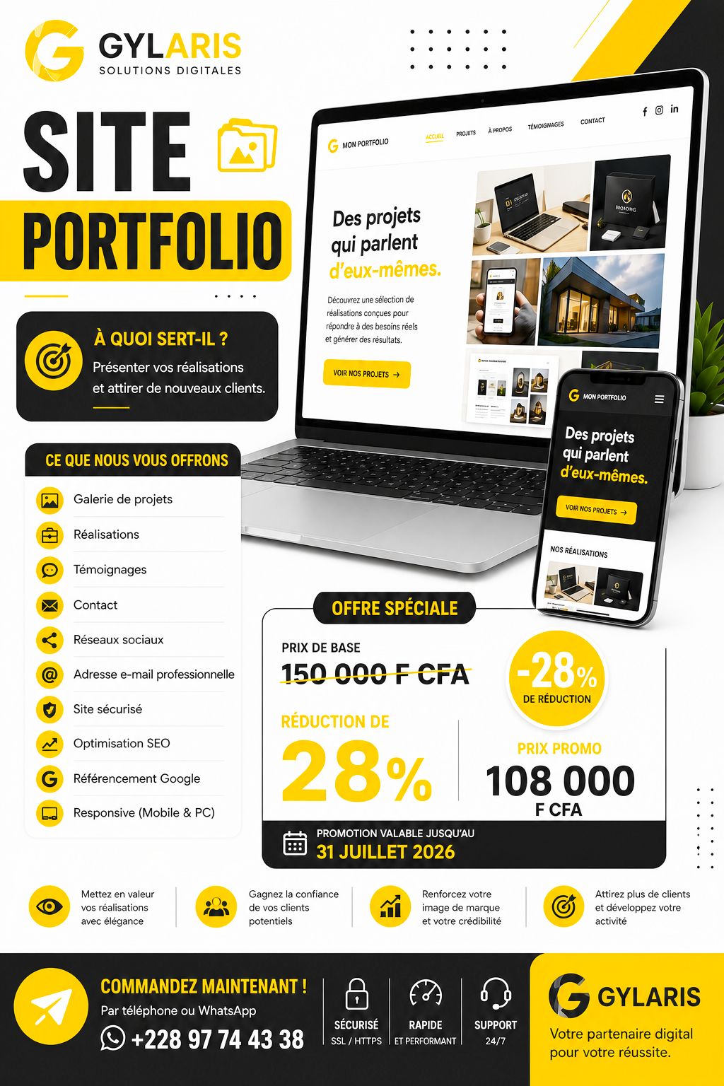 Concept de site portfolio GYLARIS